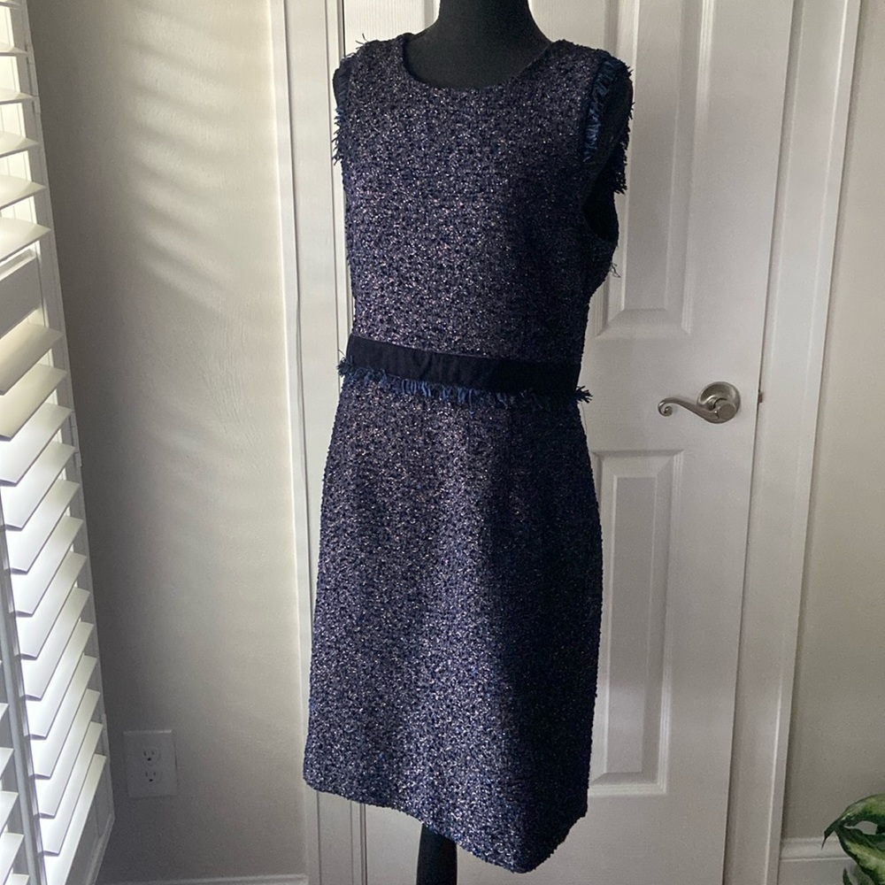NWT J. Crew Sparkly Navy Tweed Shift Dress 10